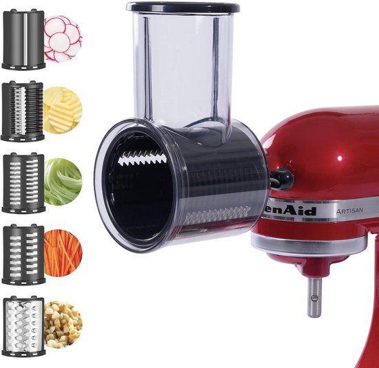 Groentesnijder en Rasp Accessoire voor KitchenAid - Inclusief 3 Snijbladen - Roestvrij Staal - Keukenmachine Opzetstuk van Merkloos — afbeelding 4