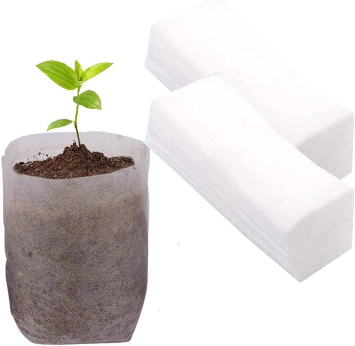 Planten groeizak - Kweekzak - Groeipot - Plantenzak - Plantenmand - Bloemen - Groenten - Verbouwen - Kweekbak - Aardappelzak - 200 Stuks - Biodegradeerbare Kweekzakken 14x16cm
