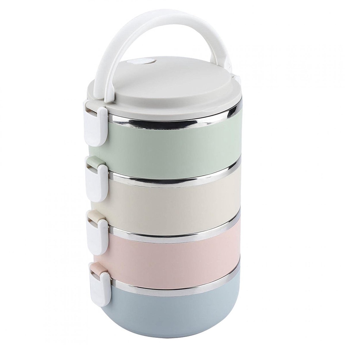 Dailygoods- Lunchbox 4 lagen - Draagbare roestvrijstalen thermische bento - Lekvrije voedselcontainer - Capaciteit 2800 ml - Ideaal voor school/thuis/picknick - Bento Box
