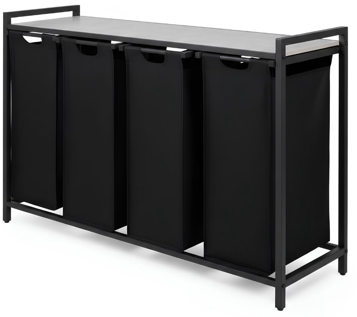 KAD® Wasmand - Wasmand 4 Vakken - Wassorteerder - Zwart - 36cm x 111cm x 73cm