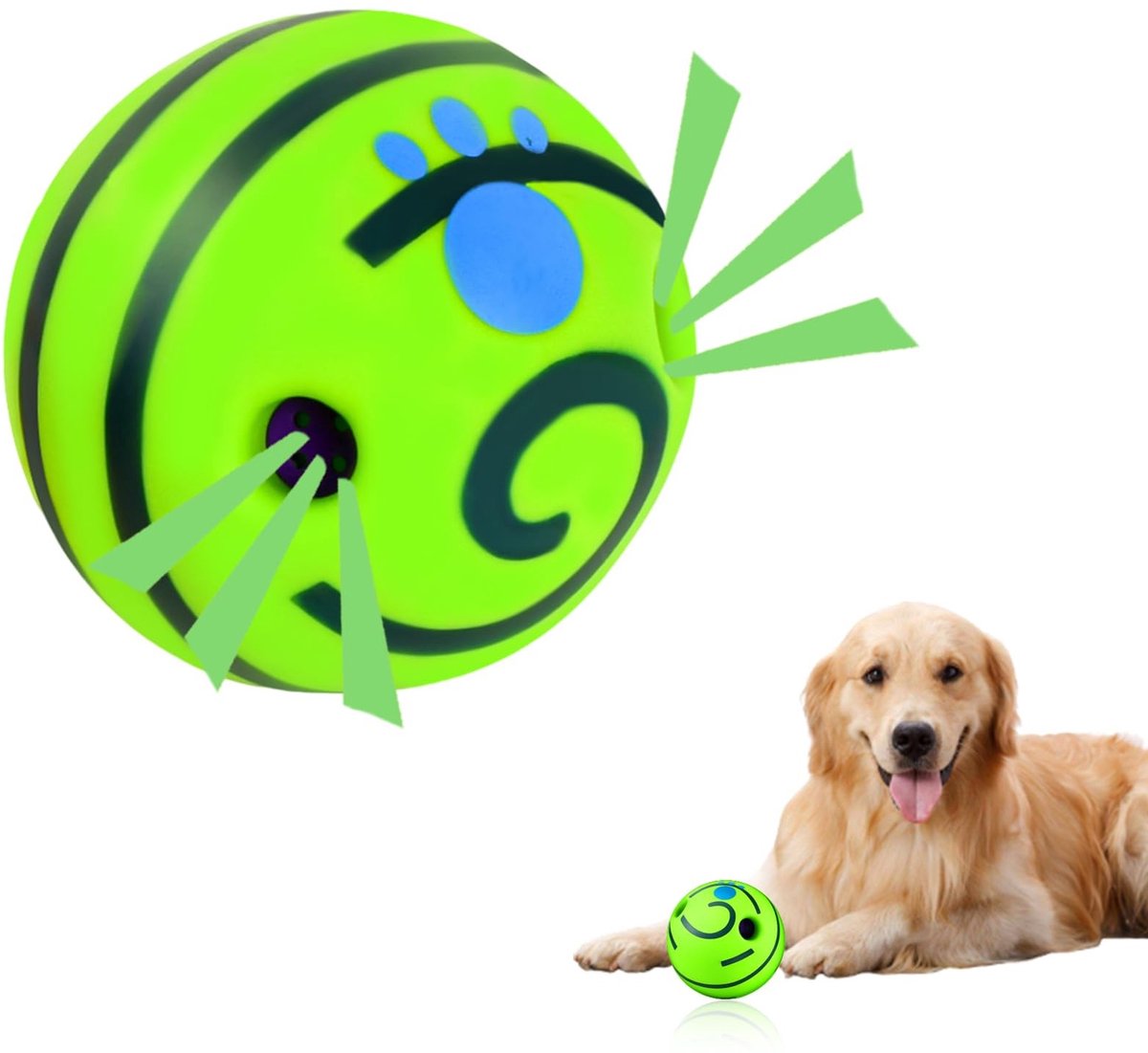 Golden crown – Hondenspeelgoedbal – Interactief hondenspeelgoed – Natuurlijk rubber – 11 cm – Schudden en rollen – Voor volwassen honden – Veilig en duu…