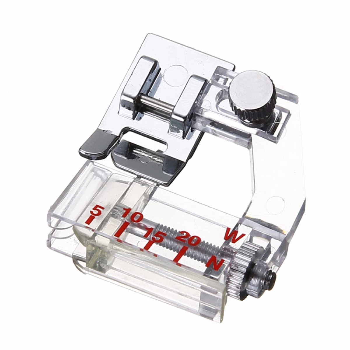 Allecto - Bias Tape Presser Voet - Verstelbare Bias Binding Voet - Kunststof en Staal - Wit - Geschikt voor Naaimachines - 5 mm tot 20 mm