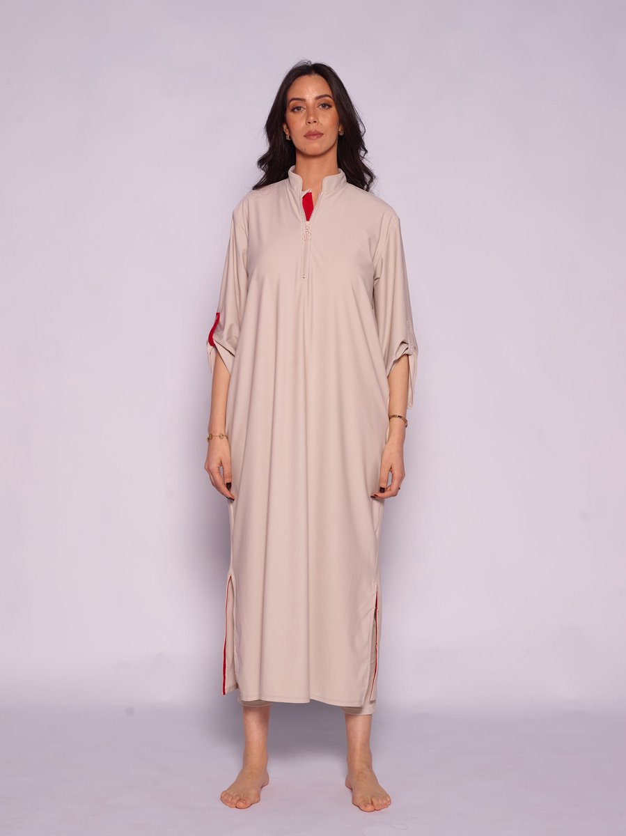MYKINY BRAND - Burkini Senna - Beige bone - Maat L - badpak - Waterafstotend (valt klein)