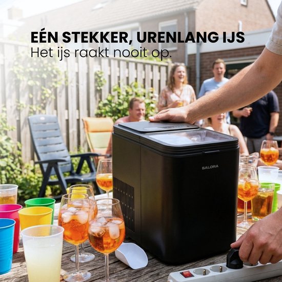 Salora ICE12B ijsblokjesmachine - 12 kg per 24 uur - 2 ijsformaten - Vers ijs in 6-9 minuten - Matzwart van salora — afbeelding 2