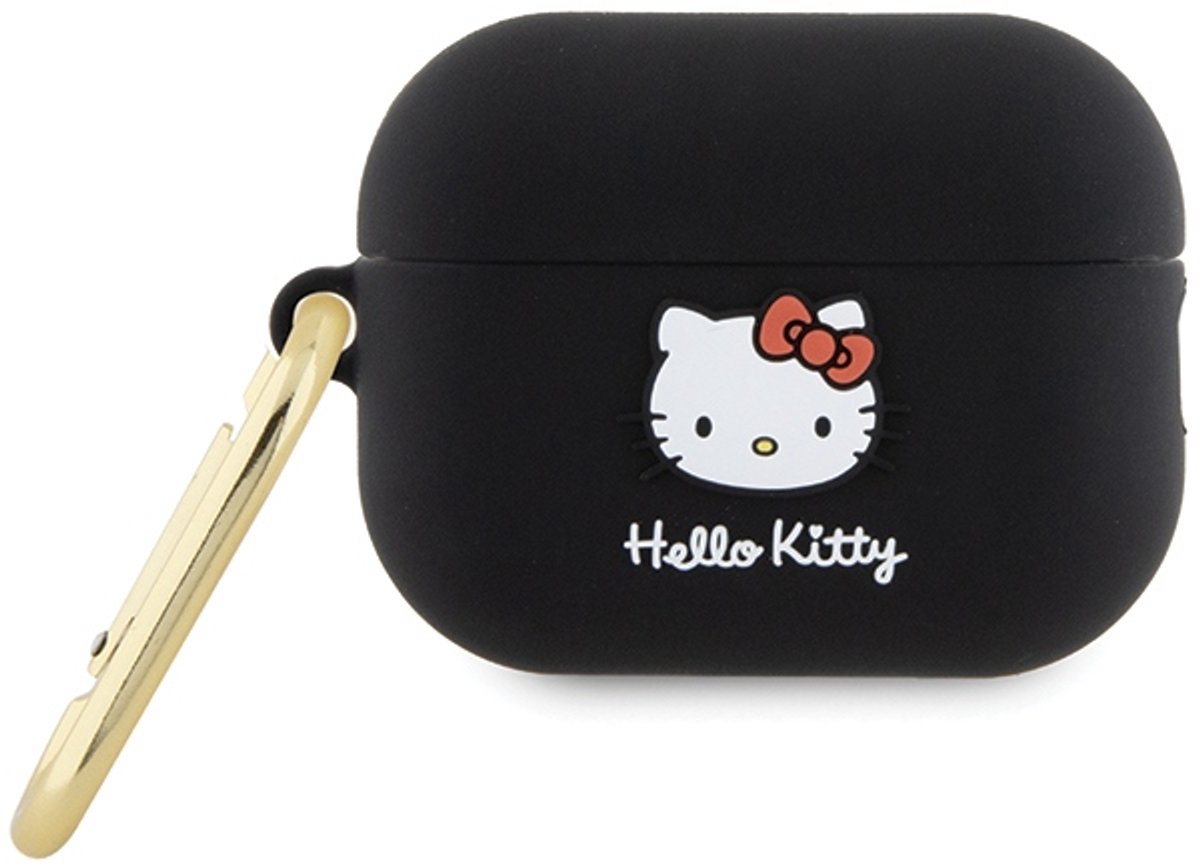 Hello - Kitty - siliconen 3D Kitty-hoofdhoes voor AirPods Pro - 2 - (2022/2023) - zwart
