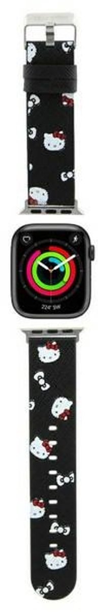 Hello - Kitty - Heads & Bows Patroonband voor Apple Watch 38/40/41 mm - Zwart