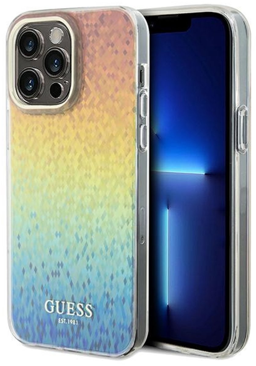 Guess IML Faceted Mirror Disco Iridescent Back Case - Geschikt voor Apple iPhone 13 Pro Max (6.7") - Rainbow