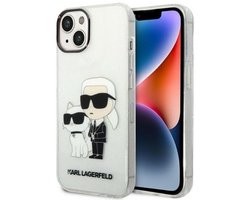 Karl Lagerfeld Karl&Choupette Serie - iPhone 14 Plus Hoesje - Transparant - Glitterontwerp