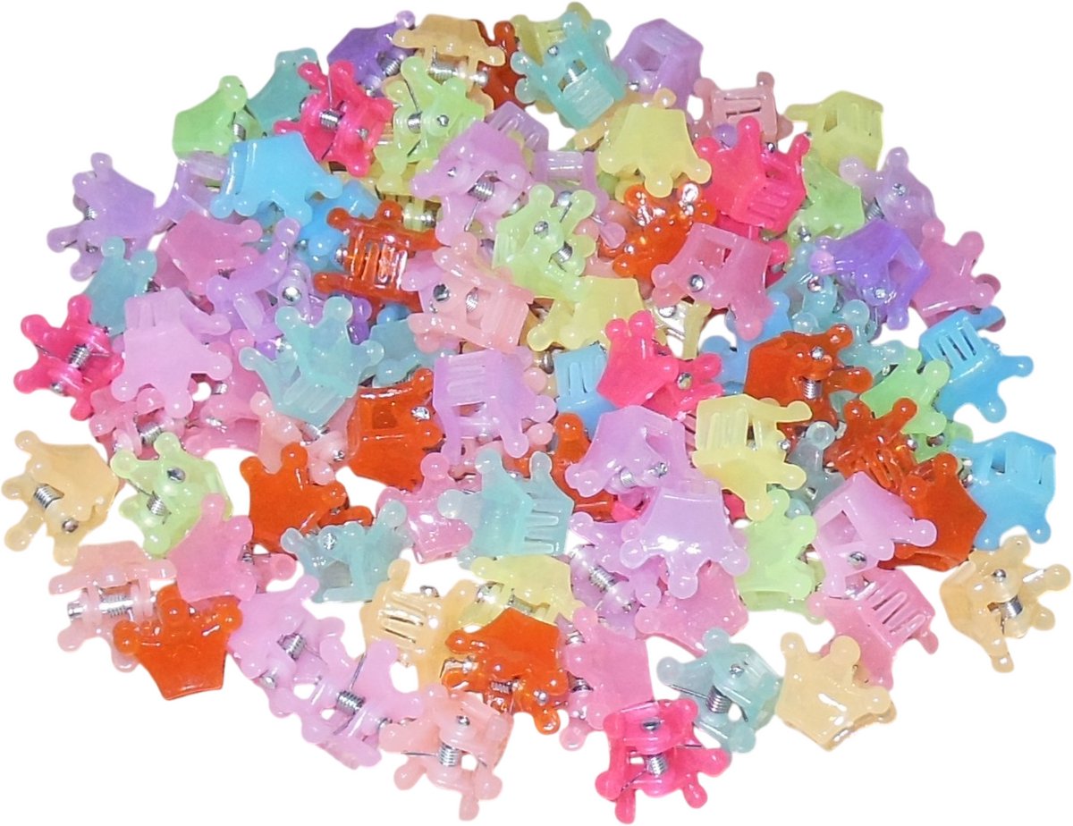 Haarklemmetjes mini kroontjes diverse kleuren