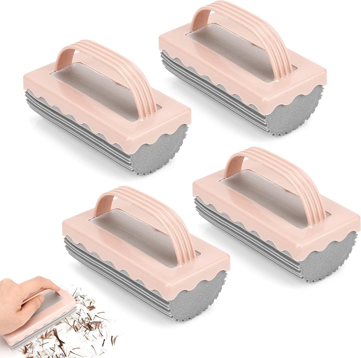 4-delige set haarborstels voor snelle reiniging, ideaal voor baardtrimmen en haarverzorging, perfect voor badkamer en kapperszaak (roze)