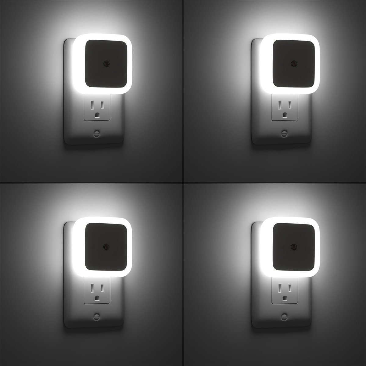 carmdering - Nachtlampje - Sensor Nachtlampje - Inbouw Nachtlampje - Set van 4, 0,5W, 50 lumen, 3000K - Automatisch aan/uit, dimt met omgevingslicht - Verbruikt 0,7 kWh per jaar - Perfect voor gang, slaapkamer en badkamer - Wit