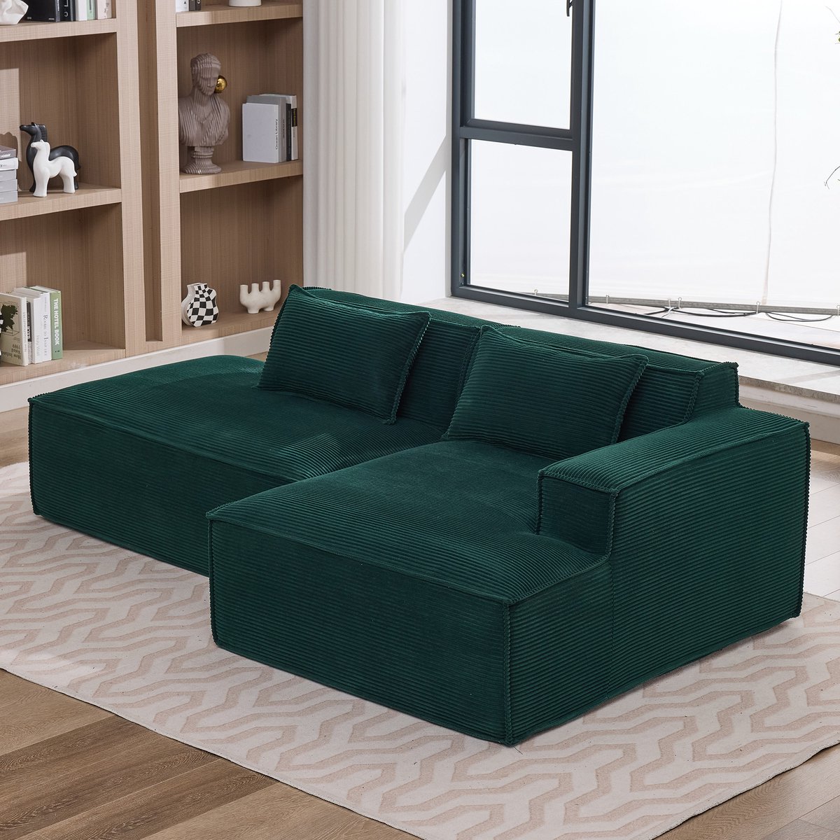 MODFU Bank - Compact Ontwerp - Eenvoudige Lijnen - Modern - Voor Woonkamer Of Kantoor - Polyester - Retro Groen - 235 Cm