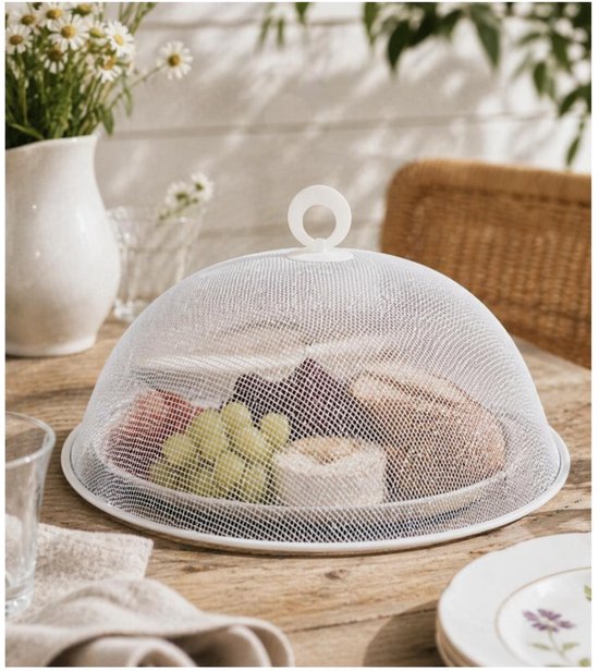 Cepewa Vliegenkap / voedselkap - wit - D30 x H12 cm - metaal - voedsel afdekken — afbeelding 2