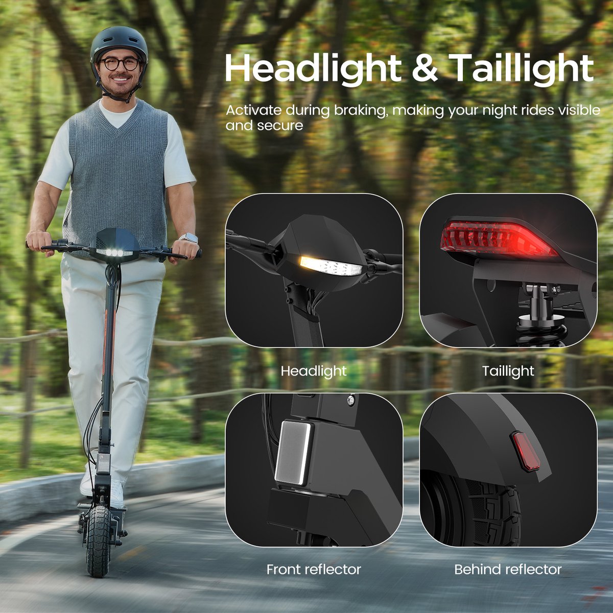 Yadea G10 Black E-Scooter – 800W Motor – 48V 15.6Ah Accu – 50km Bereik – 25km/h – IPX4 – 10" Banden – Dubbel Schijfremmen – foto 5