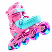 Suotu Skeelers - Inlineskates Verstelbaar - Skeelers meisjes en jongens - Maat: EUR 32-36 - lichtgevende wielen - Roze - M
