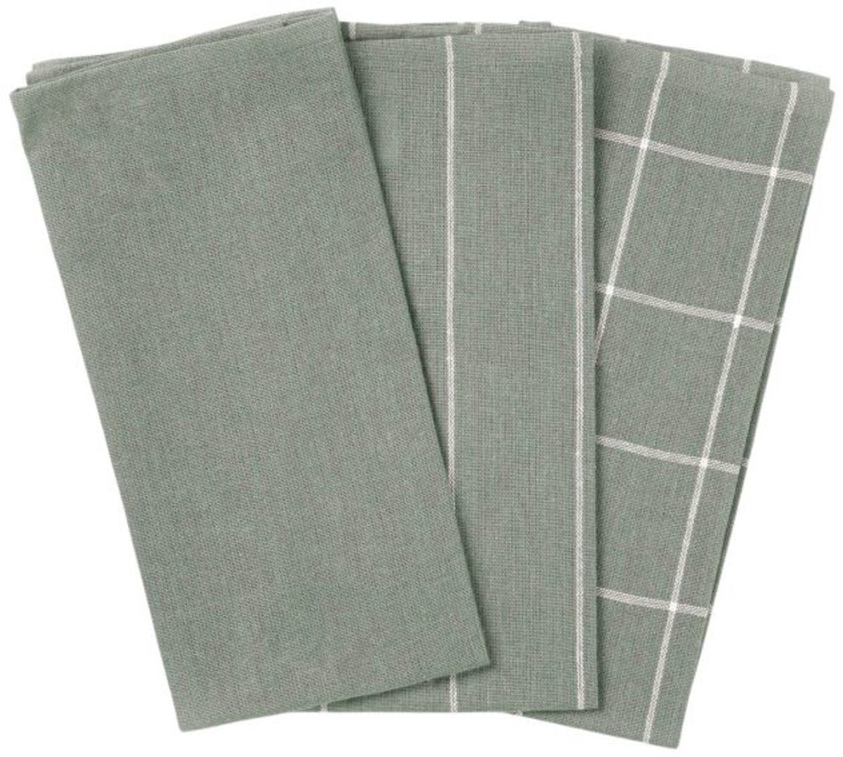 Theedoeken Morgan Set van 3 – Groen – 45 x 65 cm – Katoenmix Keukendoeken