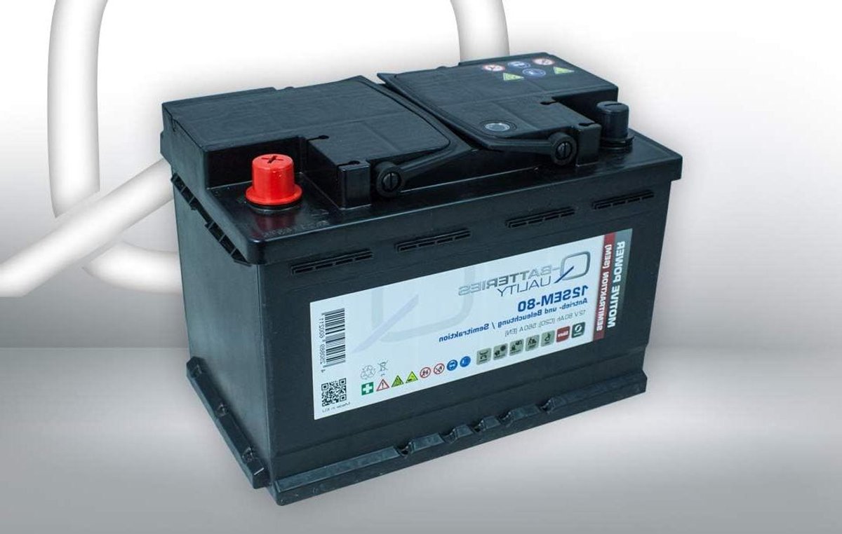 Semi Tractiebatterij - Diepe Cyclus Batterij - Energie Opslag - Onderhoudsarm Schokbestendig - 12V 80Ah - Zwart