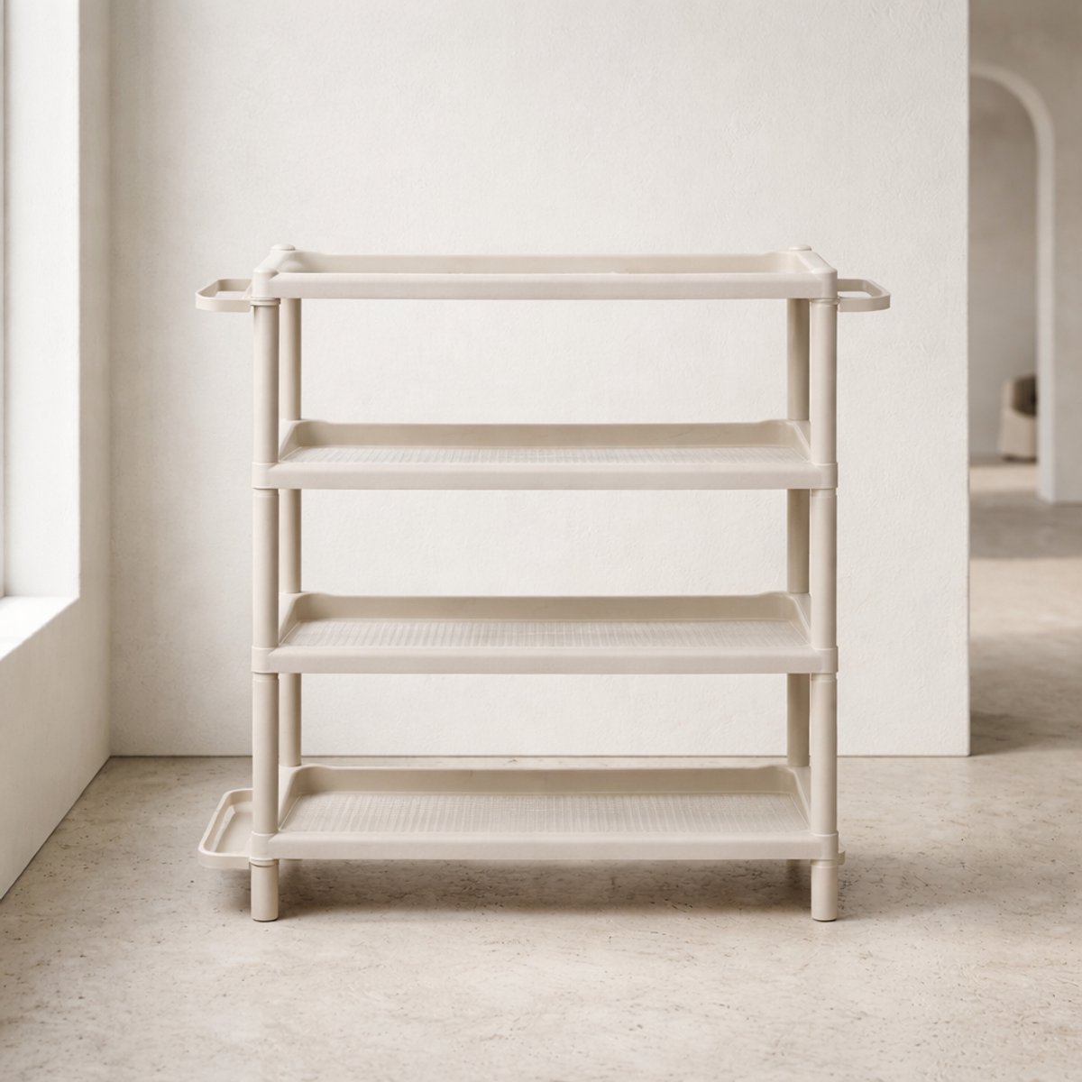 4-Laags Kunststof Schoenenrek – Moderne Schoenenorganizer voor Hal & Slaapkamer – Ruimtebesparend, Duurzaam PP Opbergsysteem – Ganeey