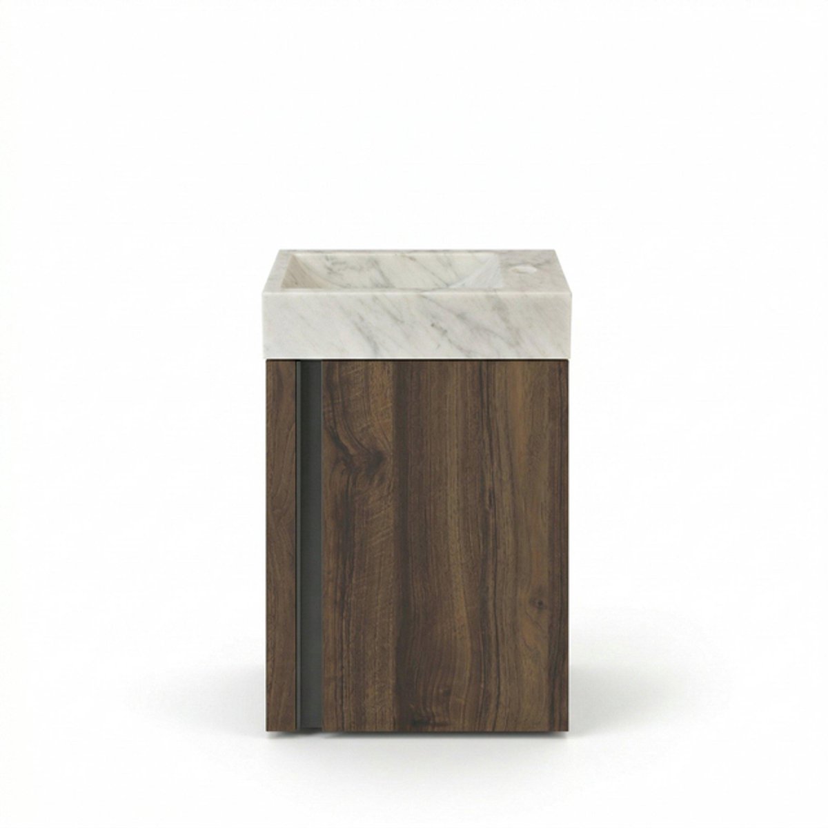 FugaFlow Eccelente Arredo Toiletmeubelset - 40x65cm - 1 deur - 1 kraangat - rechts - fontein natuursteen marmer - noten