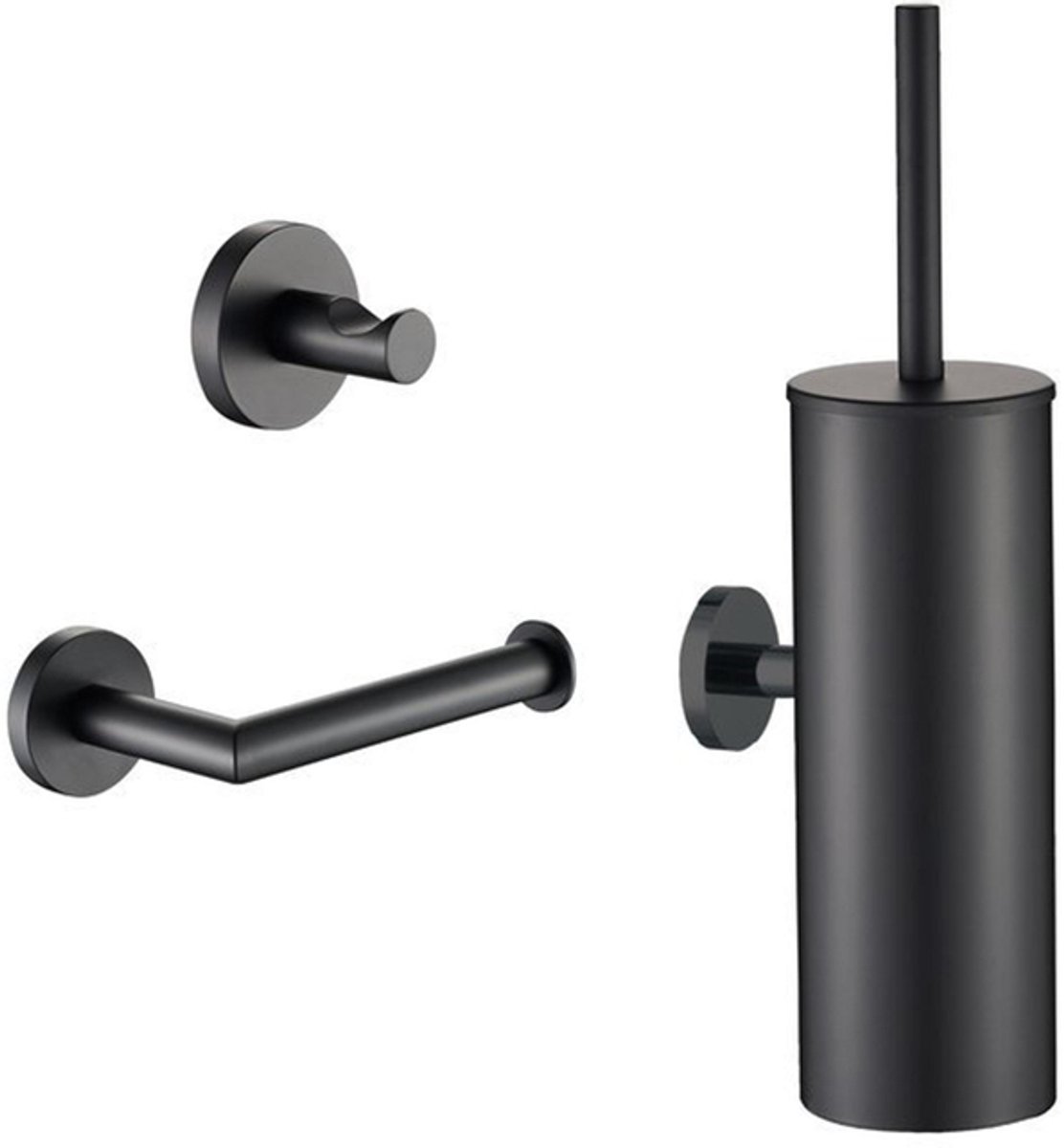 Plieger Vigo Toiletset Accessoires – Wc borstel – Wc Rolhouder – Handdoekhaakje - 10 jaar garantie – Mat Zwart