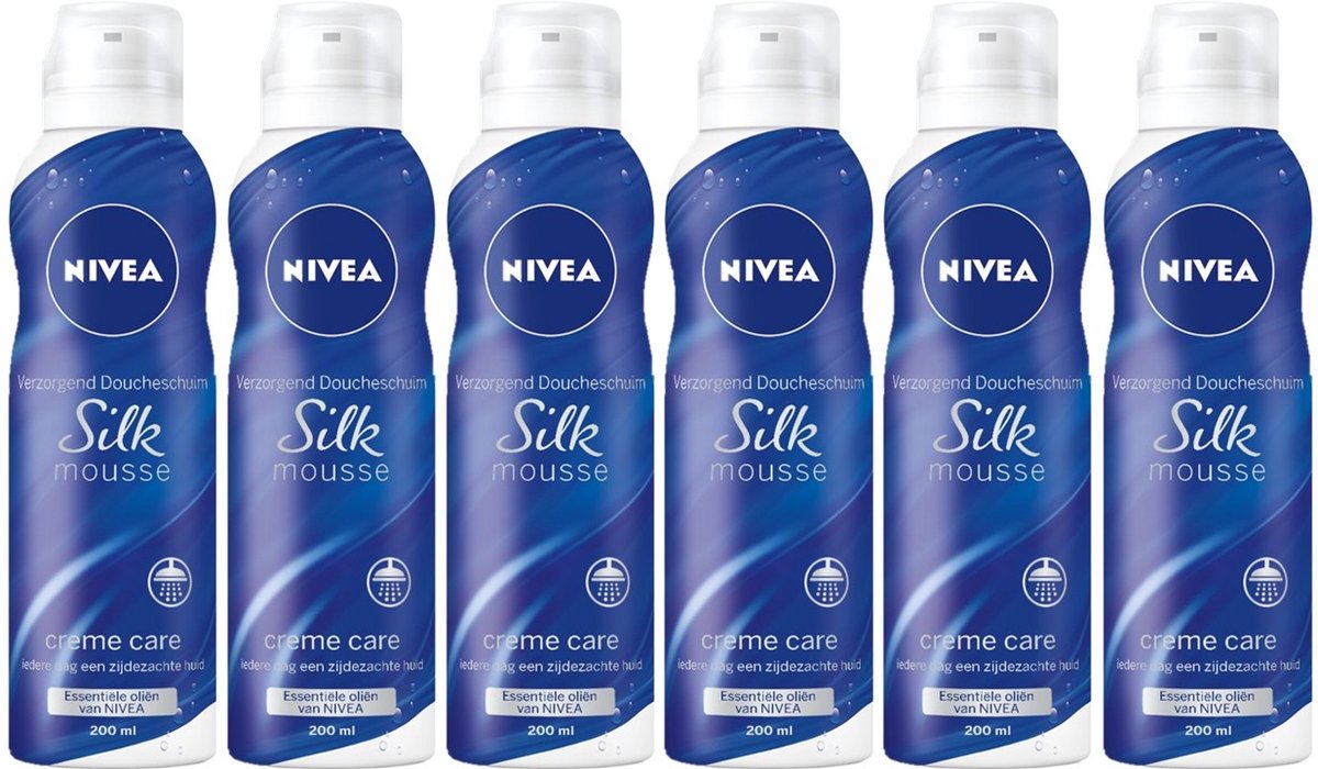 NIVEA Silk Mousse Creme Care - Doucheschuim - Voor Een Zijdezachte Huid - 6x 200ml