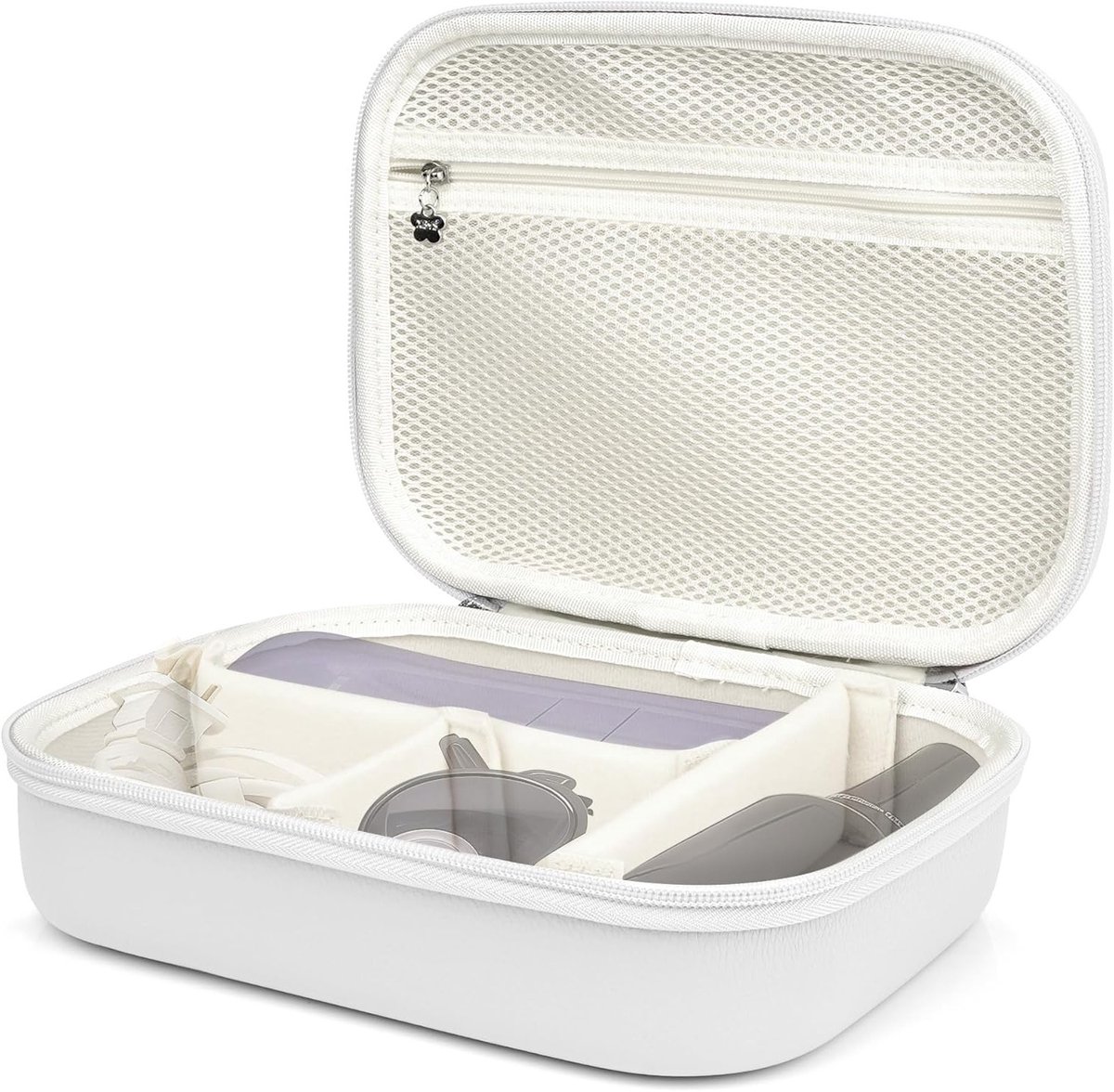 Opbergkoffer voor laserontharingsapparaten, reisorganizer voor dames, draagbare tas voor IPL ontharing en accessoires (wit)
