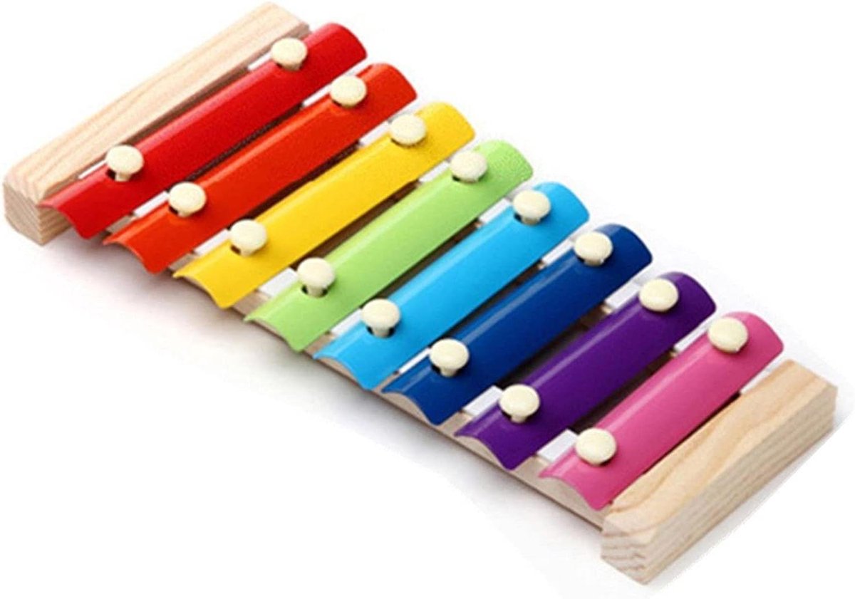 Baby Muziek Speelgoed - Houten Xylofoon - Vroege Educatie - 8 Melodieuze Tonen - 25 x 13 cm - Multicolor