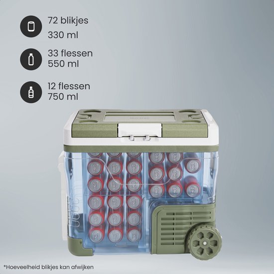 Auronic Compressor Koelbox Elektrisch 12V en 240 volt - Camping Koelkast - 50L - Met Wielen en Hendel - Frigobox - Groen van Merkloos — afbeelding 5