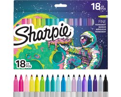 Sharpie Permanente Markeerpennen Kleurset | Limited Edition Kleurpennen | Fijne Punt | Assorti Kleuren | 18 Stuks