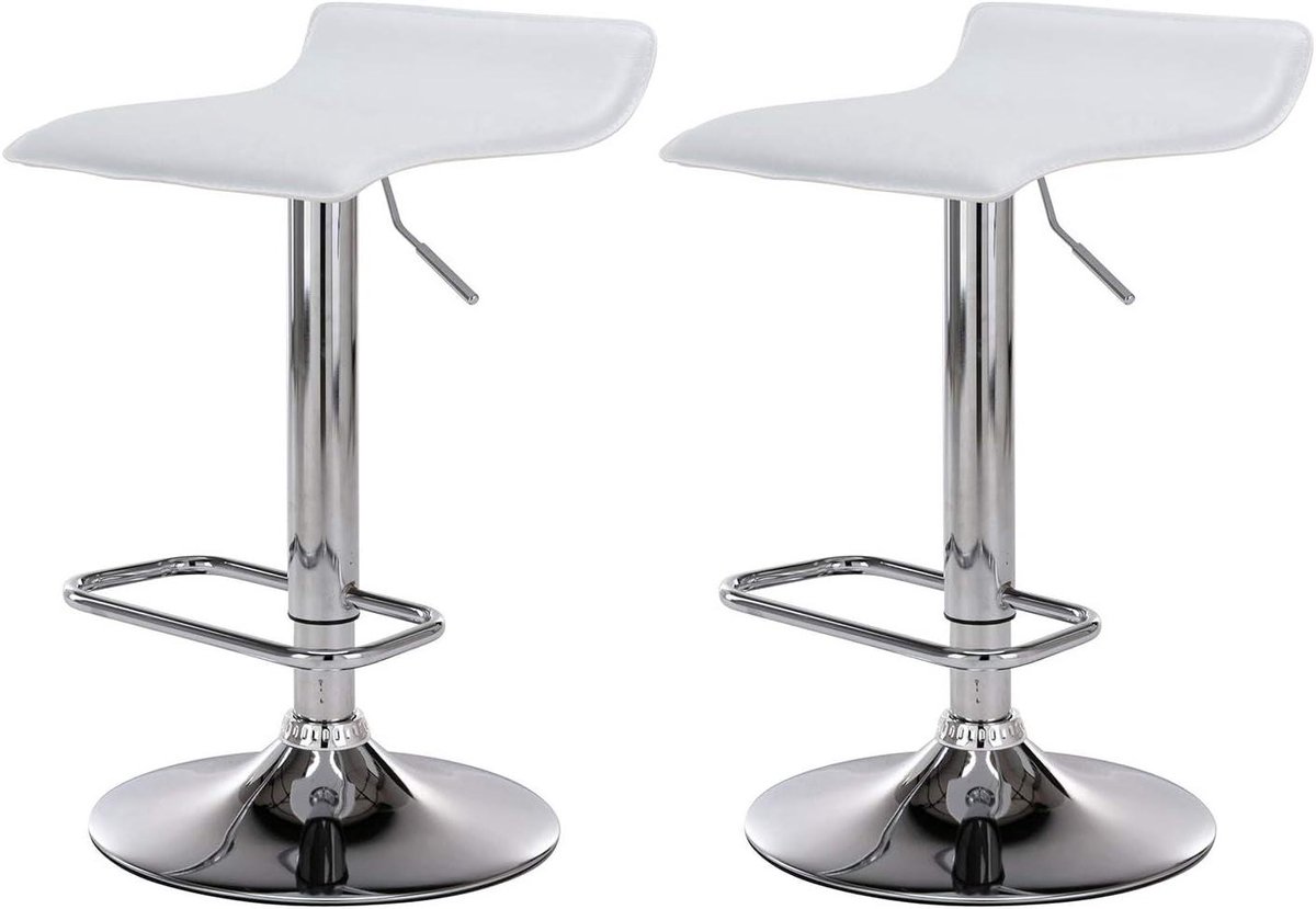 Barkrukken Set - Krukken Bar - Keuken Zitten - Traploos Verstelbaar - 60-78 cm Zithoogte - Wit