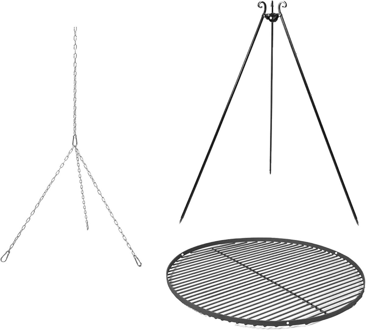 Grill Tripod - Barbecue Statief - Buiten Koken - Stabiel op Oneffenheden - 180 cm - Zwart