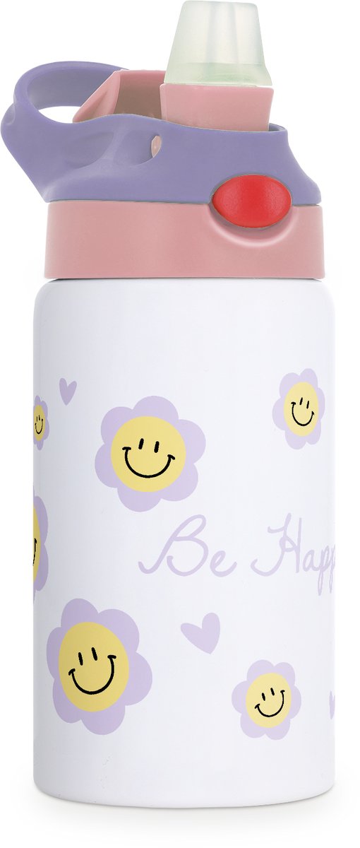 RVS Drinkfles met Rietje voor Kinderen - Waterfles 350 ml - BPA-vrij - Lekvrij & Vaatwasserbestendig - Roze van rvs — afbeelding 3
