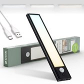 Brendz LED Kastverlichting met bewegingssensor, 20 cm, USB-C Oplaadbaar, Dimbaar, Magnetisch, 3 Kleurtemperaturen, Draadloos, Kastverlichting op Batterij, Zwart