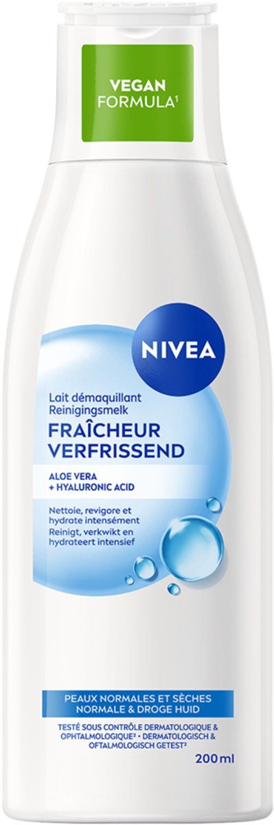 NIVEA Essentials Verfrissende Reinigingsmelk - Normale tot droge huid - Vitamine E - Make-up Remover - Gezichtsreiniger - 200 ml