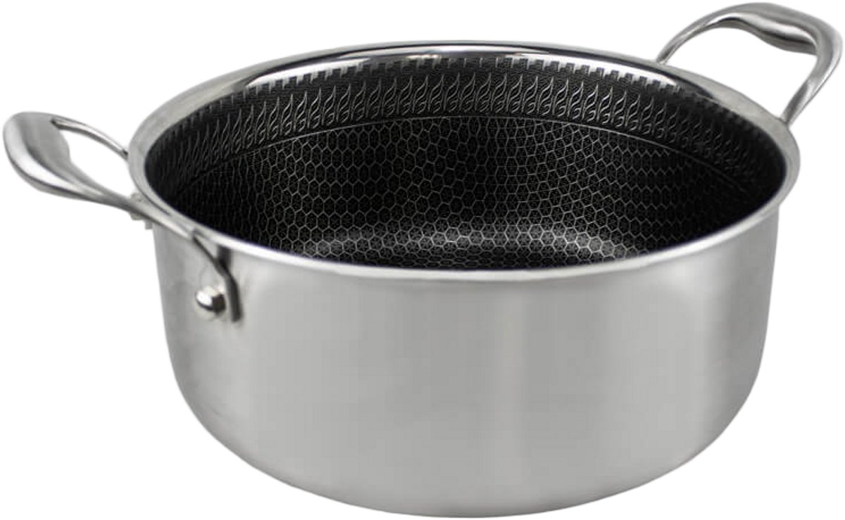 Cook & Pan - Honey Kookpan 24 cm - PFAS vrij - Inductie Honingraat - Non stick - 7 jaar garantie - RVS