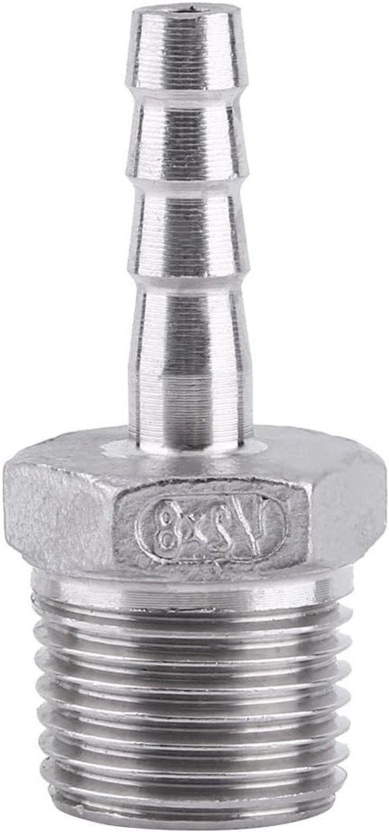 Duurzame RVS Mannetje Draad Pijp Fitting met Barb Slang Aansluiting voor 1/2" en 8mm Slangen