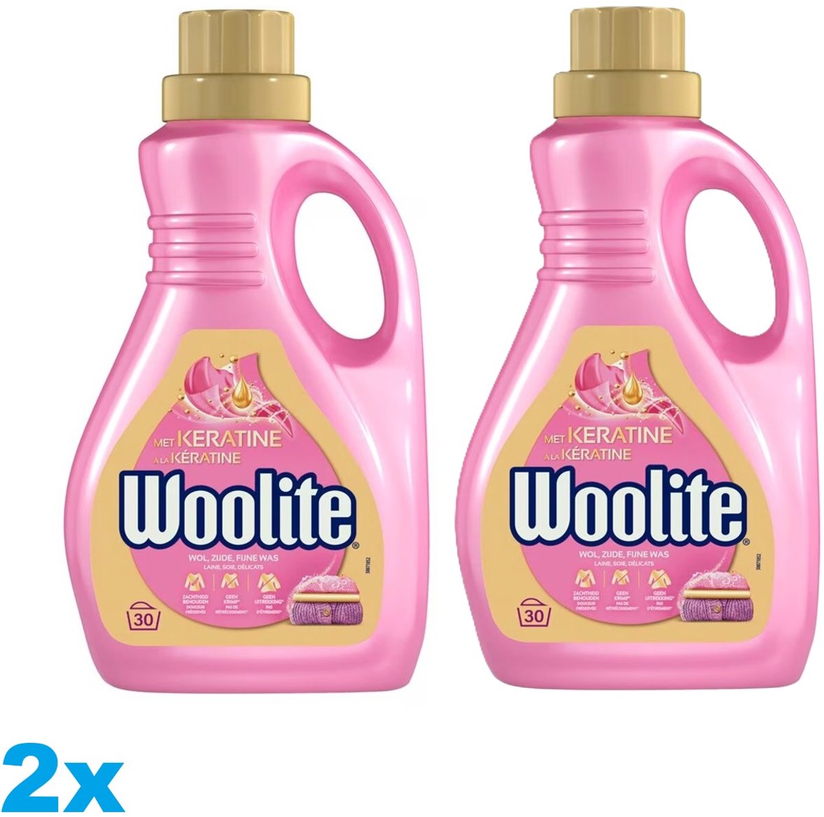 Woolite Wasmiddel Wol en Zijde met Keratine 30 wasbeurten 1,5 liter - Voordeelverpakking - 2 stuks