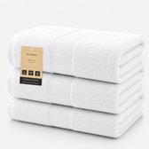 Handdoeken de Luxe XL ByViento – Set de 3 – 70 x 130 cm – Wit – Qualité hôtelière – 100 % Katoen – 600 g/m²