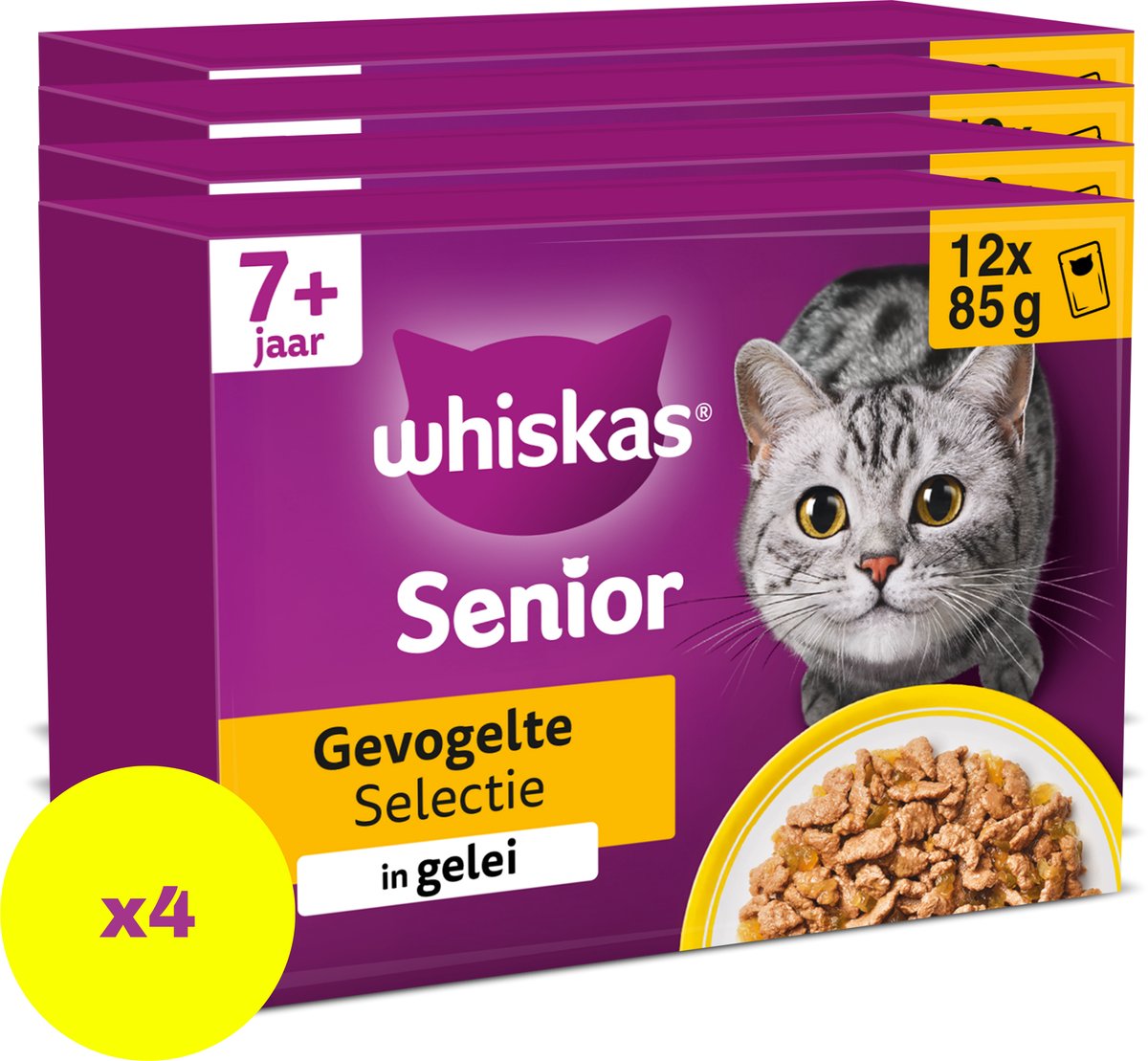 Whiskas Whiskas Kattenvoer - Senior 7+ - Gevogelte Selectie in gelei - 4x12x85g