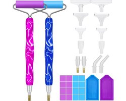 longziming -Diamond Painting Pen - Diamant Schilderstift - Roller Tool Set - Sneller Steentjes Plaatsen - Ergonomisch Ontwerp - Duurzaam Kunststof - 6 Wisselbare Punten - Comfortabel Langdurig Gebruik - 2 Stuks