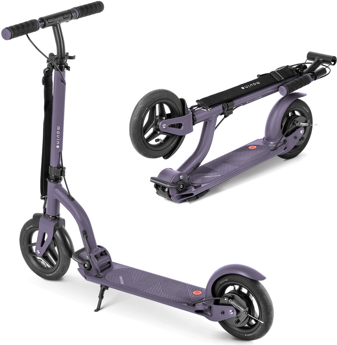 Movino Air - Step - Paars - voor Jongens en Meisjes - Draagkracht tot 100 kg - Lagers ABEC-7 - Trommelrem - Opblaasbare wielen