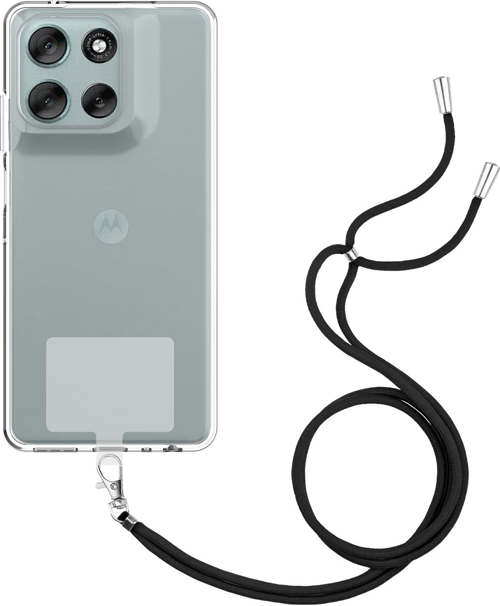 Just in Case hoesje met koord geschikt voor Motorola Moto G56 Hoesje met Koord - Flexibele Case - Transparant