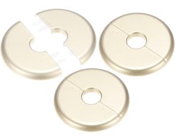 Set van 3 gespleten flens rozetten, zelfklevende afdekplaten voor 16 mm pijpaccessoires, ideaal voor vloer en plafond, sanitair oplossingen in goud, 6,5 mm hoogte