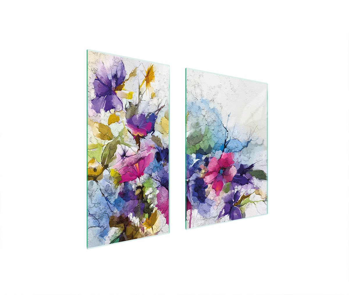 TMK ArtDeko Serie - Glazen Beschermplaat - Bloemenmotief - 75x52cm