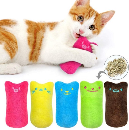 Rieba® Catnip Kattenspeeltjes 5 stuks - Met Kattenkruid - Speeltje voor Katten - Kattenspeeltje - 9 cm - 5 Speeltjes - Kleurrijk