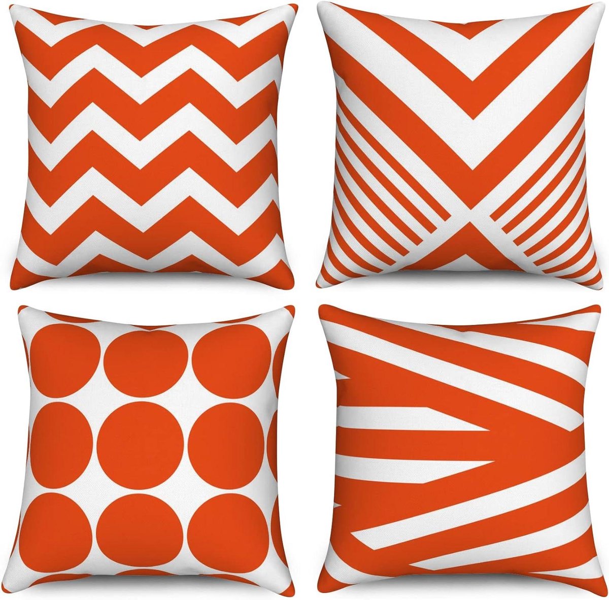 Oranje kussenslopen - Decoratieve hoezen - Bank decoreren - Modern geometrisch patroon - 4