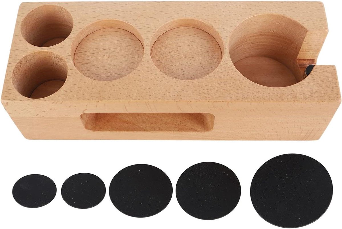 Koffiefilter Houder Espresso Station Koffie Bereiden Massief Beukenhout 58 mm Houtkleur