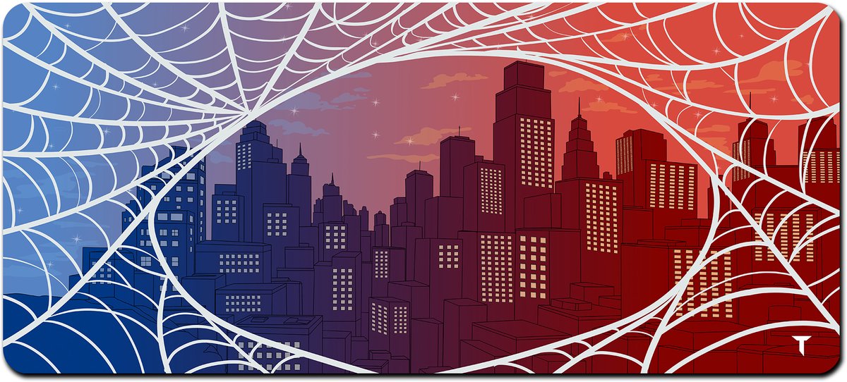 Tommiboi muismat - Spider City Dag - Grote muismat - 90x40 cm – Anti-slip - Spider Man Gaming Muismat