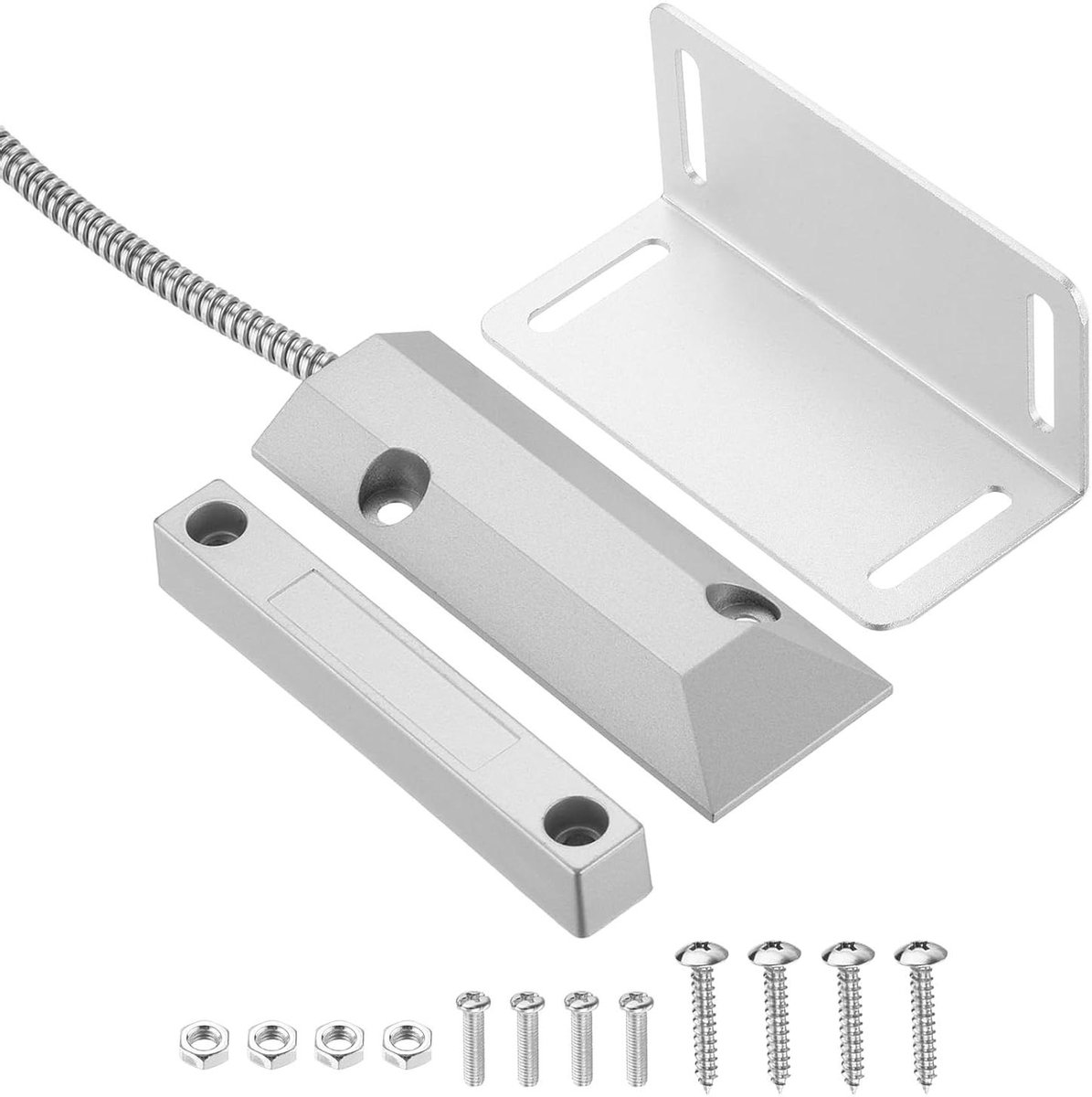 Rolluik Contact - Magnetische Schakelaar - Deur Detectie - 50-70mm Schakelafstand - 55cm Kabel - Zilver