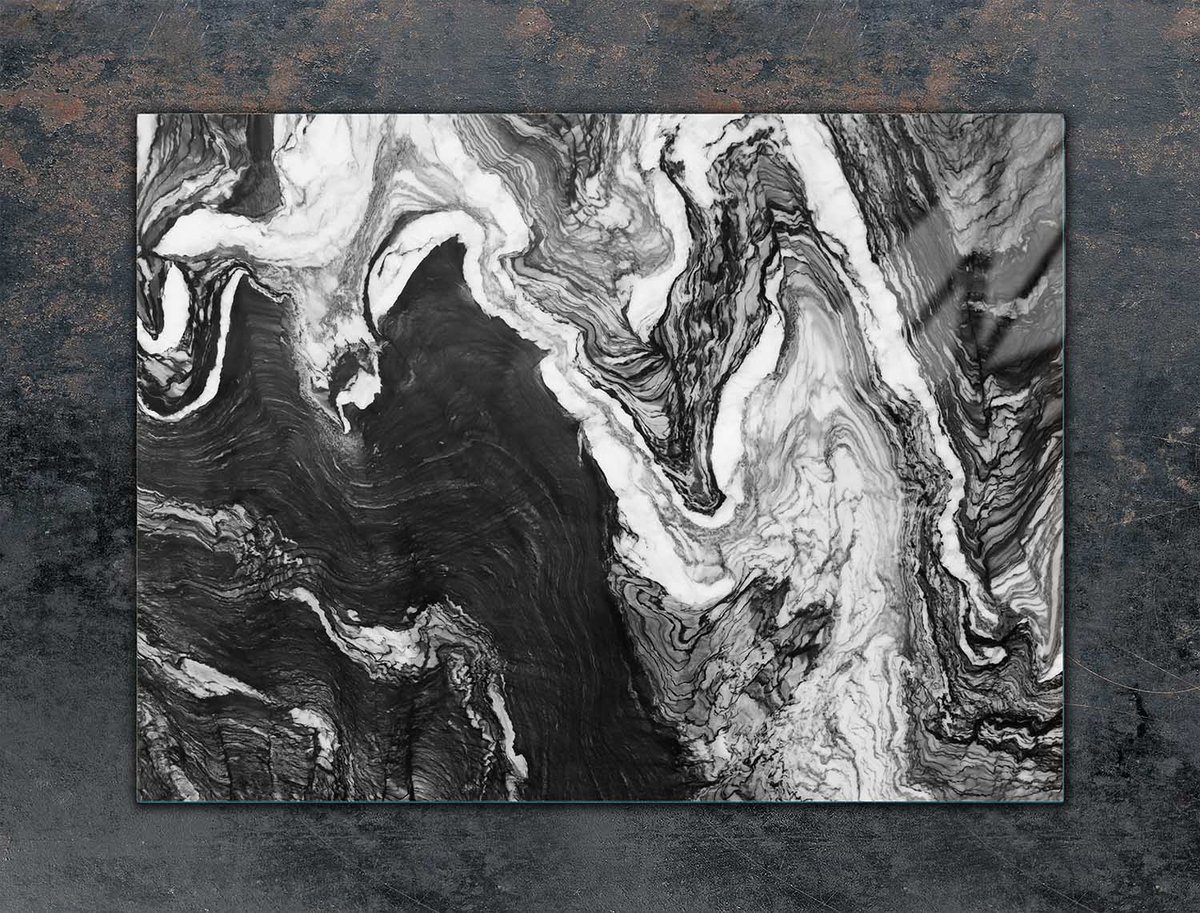 TMK ArtDeko - Snijplank en Beschermende Plaat - 70x52 cm - Glas - Marmer Design